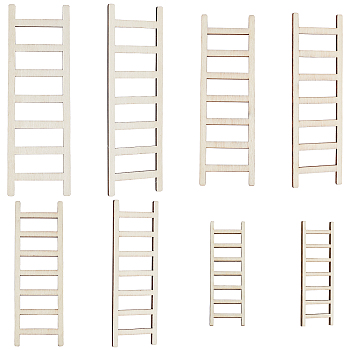 60Pcs 4 Style Miniature Unfinished Wood Ladder, for Kid Painting Craft, Dollhouse Accessories, Bisque, 59.5~150x19.5~48x2mm