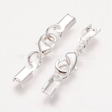 Silver Color Plated Brass Clip Ends(X-KK-G144-S)-2