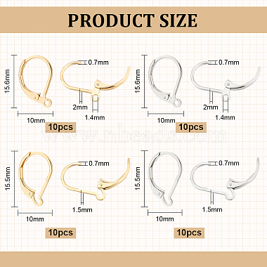 40Pcs 4 Style Brass Leverback Earring Findings(KK-BC0009-59)-2