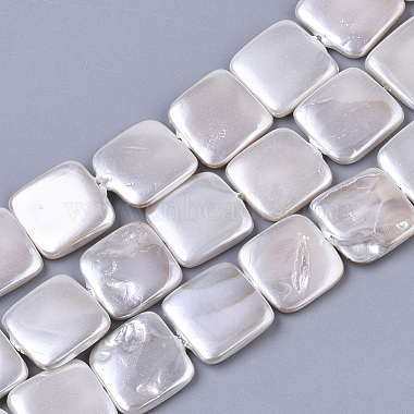 14mm WhiteSmoke Square Shell Pearl Beads