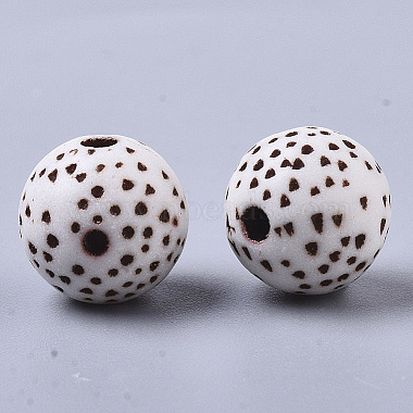 Floral White Round Plastic Beads