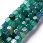 Natural Agate Beads Strands, Dyed & Heated, Cube, Sea Green, 5~8x4~8x4~6mm, Hole: 1.2mm, about 50pcs/strand, 14.76 inch(37.5cm)(X-G-N326-99D)
