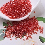 MIYUKI Delica Beads, Cylinder, Japanese Seed Beads, 11/0, (DB0098) Transparent Light Siam Luster, 1.3x1.6mm, Hole: 0.8mm, about 2000pcs/10g(X-SEED-J020-DB0098)