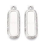 304 Stainless Steel Pendant Cabochon Settings, Rectangle, Stainless Steel Color, 28x10x2mm, Hole: 1.8mm, Tray: 20.5x6mm(STAS-N108-61P)