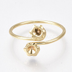 Brass Finger Ring Rhinestone Settings, Nickel Free, Real 18K Gold Plated, Fit for 2.5mm Rhinestone, Size 5~7, 15.5~17.5mm(KK-S350-409G)