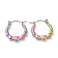 Ion Plating(IP) Rainbow Color 304 Stainless Steel Heart Wrap Hoop Earrings for Women, 20x18x3mm, Pin: 0.8mm(EJEW-G293-13M)