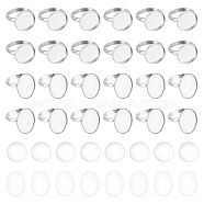 DIY Blank Dome Finger Rings Making Kit, Including 304 Stainless Steel Ring Components, Glass Cabochons, Stainless Steel Color, 48Pcs/box(DIY-DC0001-62)