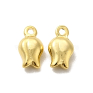 Brass Charms, Cadmium Free & Lead Free, 
Long-Lasting Plated, Bud Charm, Real 24K Gold Plated, 7x4x2.5mm, Hole: 1mm(KK-H442-37G)