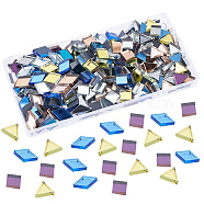 AHADERMAKER 240Pcs 3 Style Mirror Surface Mosaic Tiles Glass Cabochons, for Home Decoration or DIY Crafts, Rhombus & Square & Triangle, Mixed Color, 80pcs/style(DIY-GA0003-70)