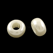 ABS Plastic Imitation Pearl Rondelle Large Hole European Beads, White, 12x7mm, Hole: 5mm, about 980pcs/500g(MACR-S256-A41)