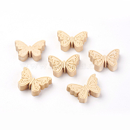 Unfinished Wood Beads, Natural Wooden Beads, Butterfly, Navajo White, 18x24x6mm, Hole: 1.5mm(WOOD-S037-071)
