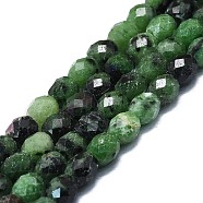 Natural Ruby in Zoisite Beads Strands, Faceted, Barrel, 6x6mm, Hole: 1mm, about 62pcs/strand, 15.35 inch(39cm)(G-K245-R01-01)