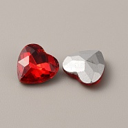 Glass Rhinestone Cabochons, Pointed Back & Back Plated, Heart, Light Siam, 10x10x4mm(RGLA-WH0001-10C-03)