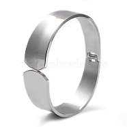 Non-Tarnish 304 Stainless Steel Wide Cuff Bangles, Plain Hinged Bangle, Stainless Steel Color, Inner Diameter: 1-7/8x2-1/4 inch(4.65x5.8cm)(BJEW-G689-02P)