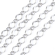 Iron Handmade Chains Figaro Chains Mother-Son Chains, Unwelded, Platinum Color, with Spool, Mother Link:5x8mm, 1mm thick, Son Link:3.5x4mm, 0.81mm thick, about 328.08 Feet(100m)/roll(CHSM003Y-N)