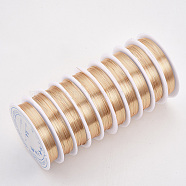 Round Copper Jewelry Wire, Long-Lasting Plated, Light Gold, 32 Gauge, 0.2mm , about 82.02 Feet(25m)/roll(CWIR-Q006-0.2mm-KC)