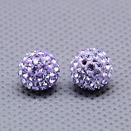 Czech Glass Rhinestones Beads, Polymer Clay Inside, Half Drilled Round Beads, 371_Violet, PP11(1.7~1.8mm), 10mm, Hole: 1mm(RB-E482-10mm-371)