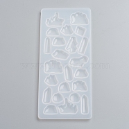 Silicone Molds, Resin Casting Molds, For UV Resin, Epoxy Resin Jewelry Making, Rock Shape, White, 175x75x5mm, Inner Size: 13~26x8~26mm(X-DIY-G017-B04)
