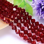 Faceted Polyhedron Imitation Austrian Crystal Bead Strands, Grade AAA, Dark Red, 8mm, Hole: 0.9~1mm; about 50pcs/strand, 15.7 inches(G-M183-8mm-05A)