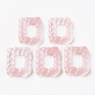 Imitation Jelly Resin Pendants, Imitation Gemstone, Rectangle, Pink, 31x24.5x5.5mm, Hole: 1.4mm(CRES-S360-05-D01)