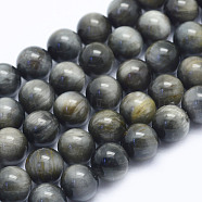 Natural Hawk's Eye Beads Strands, Eagle Eye Stone, Round, Grade AB, 6~6.5mm, Hole: 1mm, about 64pcs/strand, 15.5 inch(39.5cm)(G-L478-02-6mm)