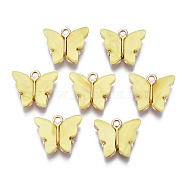 Alloy Acrylic Pendants, Butterfly, Light Gold, Champagne Yellow, 14x16.5x3mm, Hole: 1.6mm(ENAM-R136-01D)
