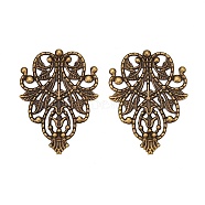 Iron Filigree Joiners Links, Etched Metal Embellishments, Leaf, Antique Bronze, 47.5x35x0.5mm(IFIN-N011-07AB)