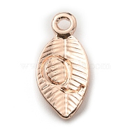 Alloy Pendants, Leaf with Letter Charm, Rose Gold, Letter.Q, 15.5x7.5x2.5mm, Hole: 1.5mm(FIND-TAC0011-69Q-RG)