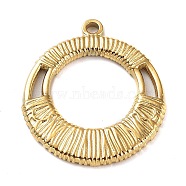 Ion Plating(IP) 304 Stainless Steel Pendants, Round Ring Charm, Real 18K Gold Plated, 24x21x2mm, Hole: 1.6mm(STAS-M323-36G)