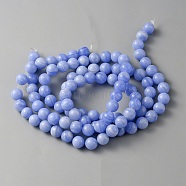 Natural Blue Lace Agate Beads Strands, Round, 8mm, Hole: 1mm, about 45~49pcs/strand, 15.35 inch(39cm)(G-WH0016-42B)