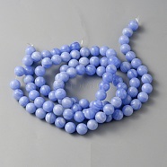 Natural Dyed Blue Lace Agate Beads Strands, Round, 8mm, Hole: 1mm, about 45~49pcs/strand, 15.35 inch(39cm)(G-WH0016-42B)