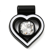 Alloy Enamel Pendants, Heart Glass Charms, Lead Free & Cadmium Free, Black, 26.5x27x7mm, Hole: 4mm(FIND-G061-03EB)