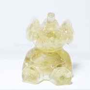 Natural Lemon Quartz Chip & Resin Craft Display Decorations, Elephant Figurine, for Home Feng Shui Ornament, 50x50x75mm(DJEW-PW0021-42E)