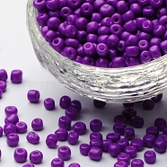 Baking Paint Glass Seed Beads, Dark Violet, 6/0, 4~5x3~4mm, Hole: 1~2mm, about 450pcs/50g, 50g/bag, 18bags/2pound(SEED-US0003-4mm-K11)
