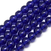 4mm Blue Round Glass Crystal Beads Strands Spacer Beads, about 4mm in diameter, hole: 0.5mm, about 80pcs/strand, 13 inch