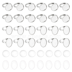 DIY Blank Dome Finger Rings Making Kit, Including 304 Stainless Steel Ring Components, Glass Cabochons, Stainless Steel Color, 48Pcs/box(DIY-DC0001-62)