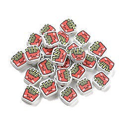 Handmade Polymer Clay Beads, Fries, Red, 8x8.5x4mm, Hole: 1.8mm(X-CLAY-E005-11)