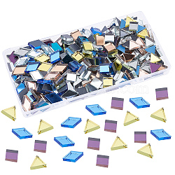 AHADERMAKER 240Pcs 3 Style Mirror Surface Mosaic Tiles Glass Cabochons, for Home Decoration or DIY Crafts, Rhombus & Square & Triangle, Mixed Color, 80pcs/style(DIY-GA0003-70)