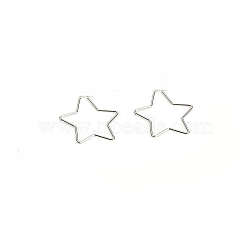 201 Stainless Steel Hoop Earrings, with 304 Stainless Steel Pin, Star, Stainless Steel Color, 12 Gauge, 65x65x2mm, Pin: 1mm(EJEW-A052-17B-P)