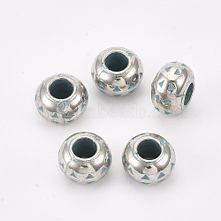 CCB Plastic European Beads, Large Hole Beads, Rondelle, Platinum & Green Patina, 9.5x6mm, Hole: 4mm, about 1600pcs/500g(CCB-T008-06)