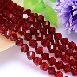 Faceted Polyhedron Imitation Austrian Crystal Bead Strands, Grade AAA, Dark Red, 8mm, Hole: 0.9~1mm, about 50pcs/strand, 15.7 inch(G-M183-8mm-05A)