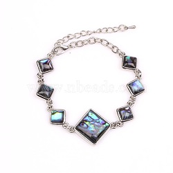 Rhombus Natural Abalone Shell/Paua Shell Link Bracelets for Women(FS5984-17)