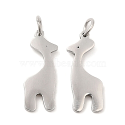 304 Stainless Steel Pendants, with Jump Ring, Giraffe Charm, Stainless Steel Color, 19.5x7.5x1.4mm, Hole: 3.2mm(STAS-Z042-13P)