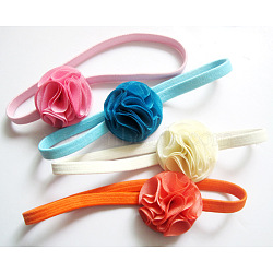 Elastic Baby Headbands, Cloth Chiffon Flower Baby Girl Headbands, Mixed Color, 130mm(OHAR-S116-M01)