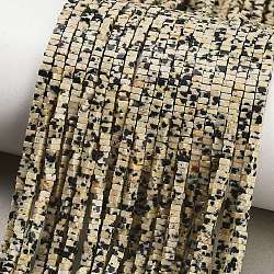 Natural Dalmatian Jasper Beads Strands, Square, Heishi Beads, 2.5x2.5x1.5mm, Hole: 0.7mm, about 263pcs/strand, 14.96''(38cm)(GG-CBA2498-C09-01)