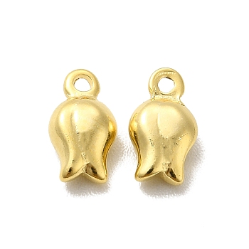Brass Charms, Cadmium Free & Lead Free, 
Long-Lasting Plated, Bud Charm, Real 24K Gold Plated, 7x4x2.5mm, Hole: 1mm
