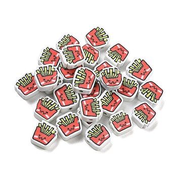 Handmade Polymer Clay Beads, Fries, Red, 8x8.5x4mm, Hole: 1.8mm