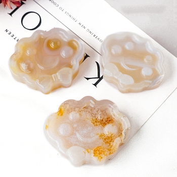 Cloud Natural Cherry Blossom Agate Rose Figurines, for Home Office Desktop Decoration, 40~50x50~60mm
