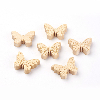 Unfinished Wood Beads, Natural Wooden Beads, Butterfly, Navajo White, 18x24x6mm, Hole: 1.5mm