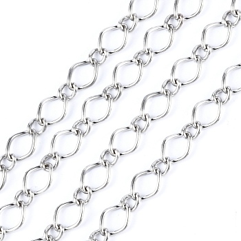 Iron Handmade Chains Figaro Chains Mother-Son Chains, Unwelded, Platinum Color, with Spool, Mother Link:5x8mm, 1mm thick, Son Link:3.5x4mm, 0.81mm thick, about 328.08 Feet(100m)/roll